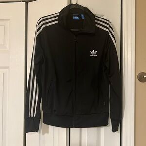 Adidas Black Track Jacket with White Stripes
